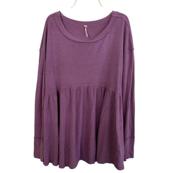 Free People Purple Long Sleeve Blouse Size XS - Picture 1 of 8